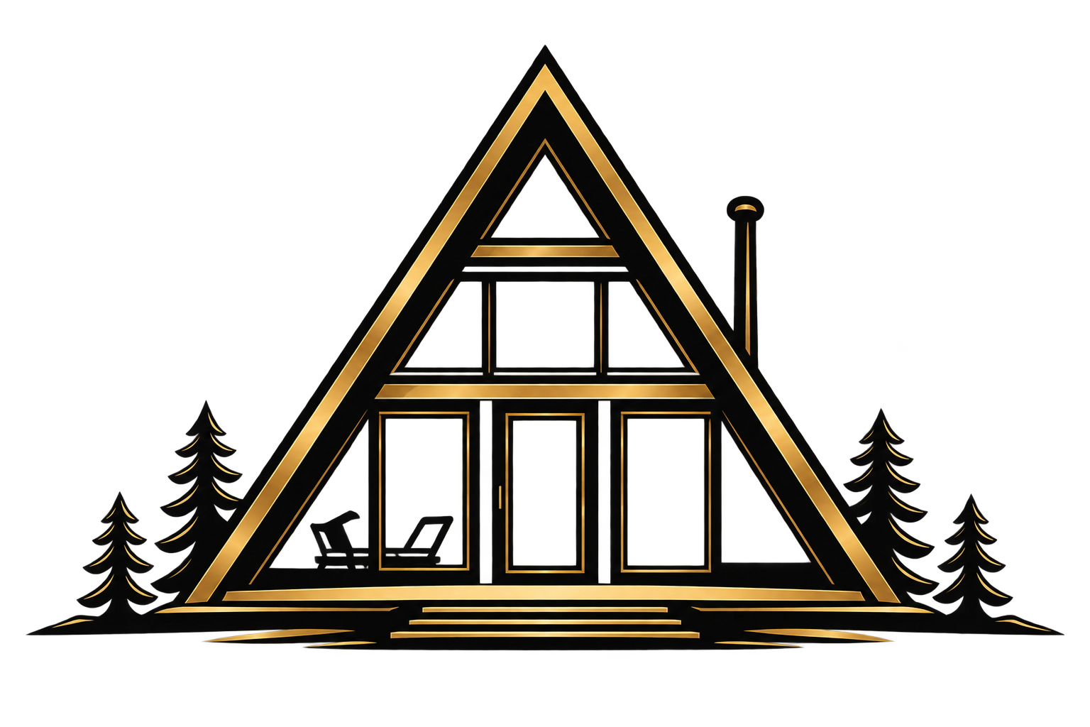 Μαύρο και χρυσό λογότυπο A-frame της ROUTH CREATION